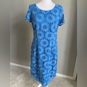 Talbots Vibrant Blue Floral Midi Dress